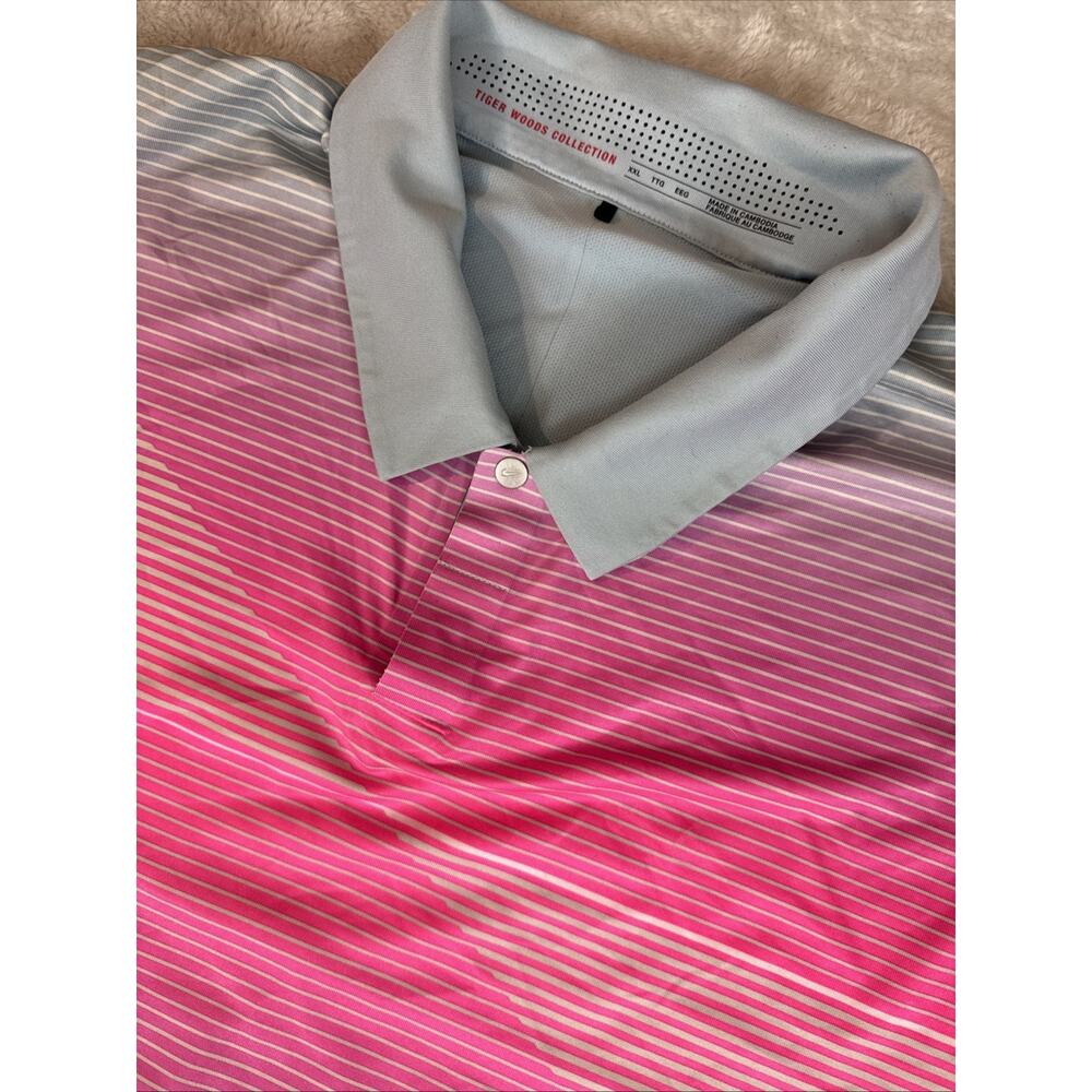 Nike Tiger Woods TW Collection Polo Shirt Mens XXL Pink Gray Black Golf Dri Fit